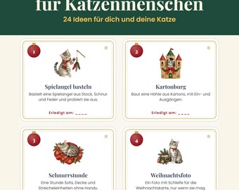 Adventskalender Katze zum Ausdrucken – 24 Ideen für Katzenbesitzer, Geschenk für Katzenliebhaber und Katzenmama, PDF 2026