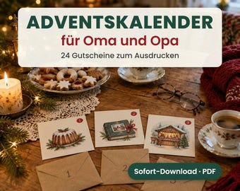 Printable Advent calendar for grandparents – 24 vouchers for grandparents, gift from grandchildren, PDF 2026