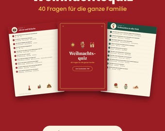 Printable Christmas Quiz | 40 Questions with Answers for Family and Christmas Celebrations | Christmas Eve Quiz PDF