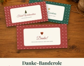 Danke Schokolade Banderole Erzieherin Lehrer | Weihnachtsgeschenk Kita Schule | Abschiedsgeschenk zum Ausdrucken PDF
