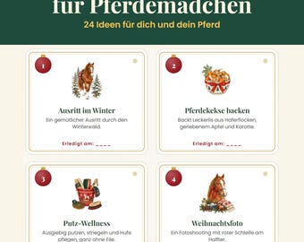 Adventskalender Pferd zum Ausdrucken – 24 Ideen für Pferdemädchen und Reiter, Geschenk für Pferdeliebhaber, PDF 2026