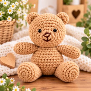 Crochet Teddy PDF, Crochet Teddy Bear Pattern PDF, Teddy Bear Outline, Easy Crochet Bear, Beginner Crochet Bear, Mini Amigurumi Bear PDF Toy