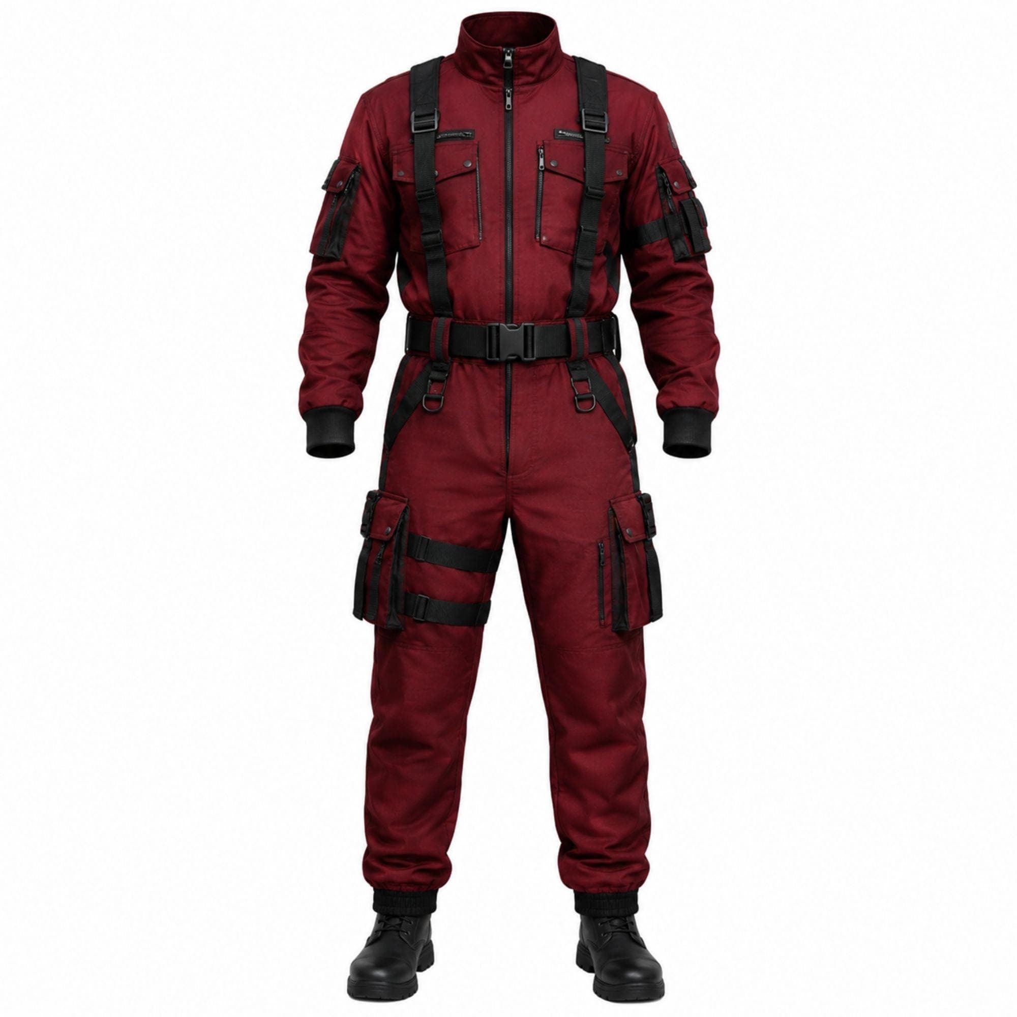 Red Utility Jumpsuit - Etsy
