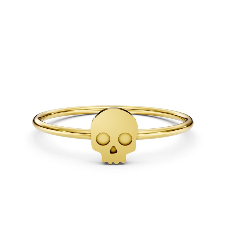 Skrloton Rings 14K Solid Gold Skeleton Ring Boho Jewelry Gold Skull Ring, Goth ...