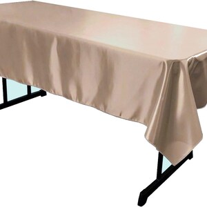 Champagne Rectangular Medium Satin Tablecloth | Seamless Party and Event Table Cover | Made in USA | Wedding, Banquet & Special Events