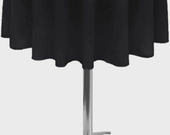 Black Round Small Polyester Poplin Table Overlay – Wedding, Party & Event Table Decoration (36", 45", 51", 54", or 58" Round Overlay)
