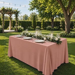 Rostorange duk, Rektangulär duk, Bröllopsduk, Elegant matduk, Evenemangsdekor, Festduk Dusty Rose