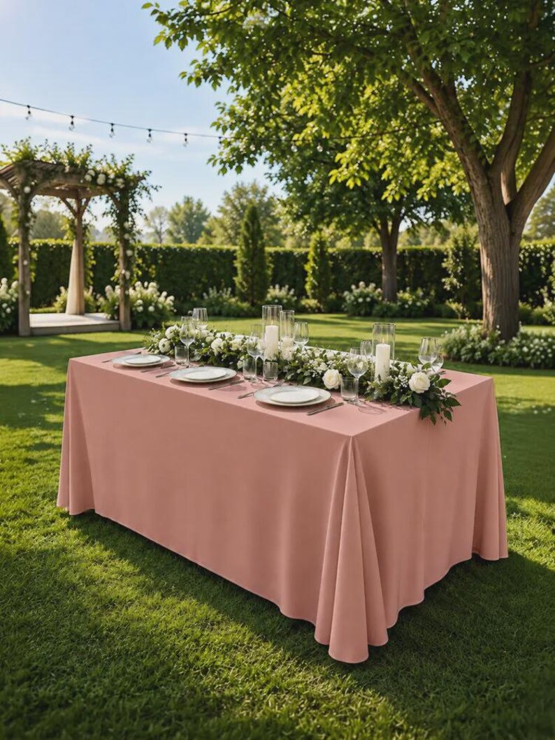 Rostorange duk, Rektangulär duk, Bröllopsduk, Elegant matduk, Evenemangsdekor, Festduk Dusty Rose