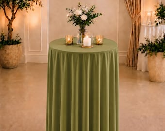 Emerald Green Round Cocktail Tablecloth | Floor Length Highboy Table Cover | Wedding Reception Decor | Elegant Event Linens