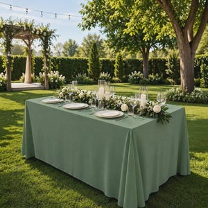 Rostorange duk, Rektangulär duk, Bröllopsduk, Elegant matduk, Evenemangsdekor, Festduk Emerald Green