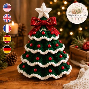 Ruffled Christmas Tree Crochet Pattern, Four-Tier Tabletop Decor (PDF Download)