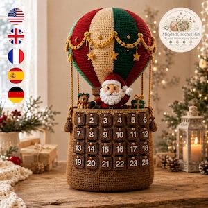 Crochet Hot Air Balloon Advent Calendar Pattern, 24-Pocket Christmas Countdown (PDF Tutorial)