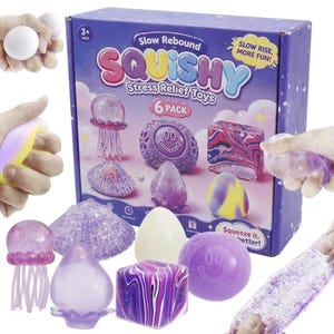 6-pack glitter squishy leksaker för barn långsamt återhämtat stressavlastande, julklappsfyllningar