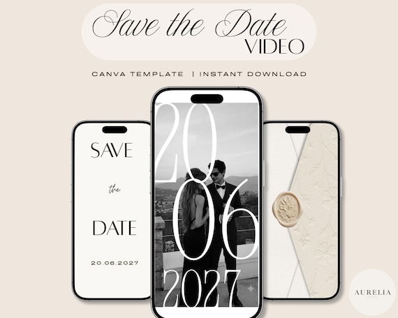 Animated Save the Date Wedding Invitation | Editable Canva Video | Elegant Envelope Invitation | Digital Wedding Invite for Modern Couples