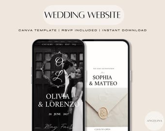 Classic Canva Wedding Website Template – Interactive Digital Wedding Invitation with RSVP, Music & Countdown | Wedding Website
