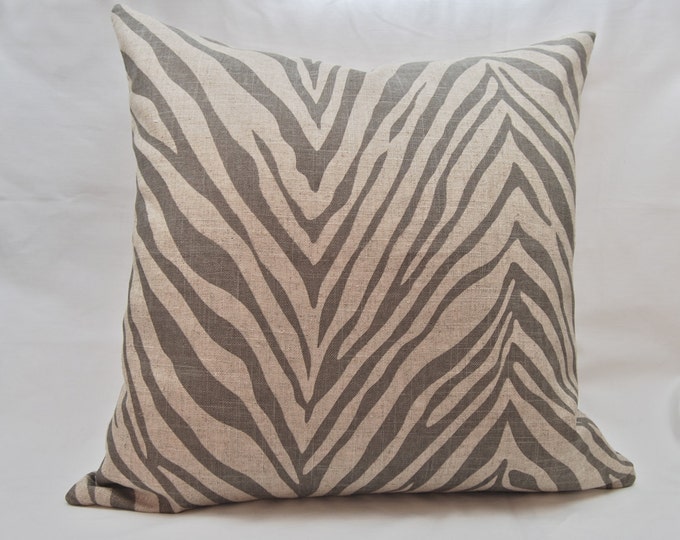 Zebra Accent Pillow Gray Cream 18 Inch Etsy