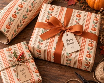 Geschenkpapier-Set zum Ausdrucken für Thanksgiving, 10 herbstliche Designs, 12 Farben, 6 Größen, 720 JPG-Dateien, digitaler Download