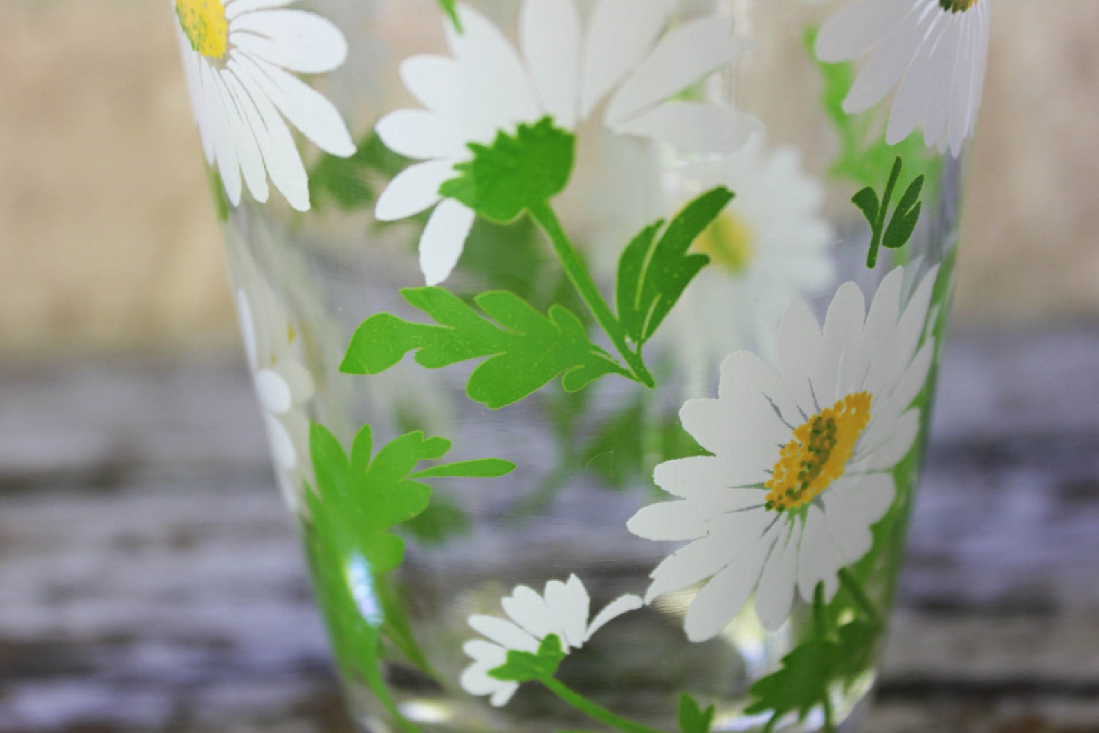 Set of 2 LIBBEY glass tumblers with daisy floral design and Etsy