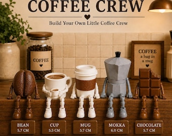 Decoración para rincón de café, figuras de camareros impresas en 3D, combinables (5 cm o más de altura)