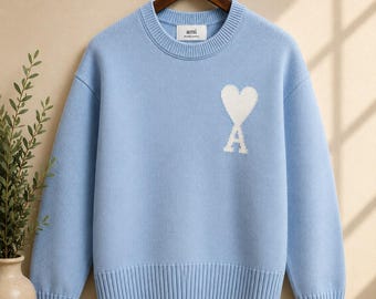 Pull unisexe vintage à logo cœur AMI Paris