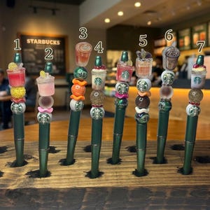 Starbuks Beaded Pens and set collection *HandMade*
