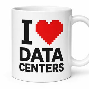 I Love Data Centers Coffee Mug | 8-Bit Pixel Heart | Funny Gift for Software Engineer, Sysadmin, Cloud Architect | 11oz Ceramic