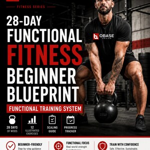 28 Day Functional Fitness Workout Plan | Beginner Strength Training Program | Home Gym PDF Guide | Kettlebell & HIIT Training Blueprint