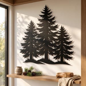Pine Tree Metal Wall Art, Forest Wall Decor