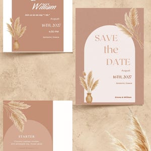 Boho Wedding Invitation Template, Editable Wedding Suite, Save the Date, Canva Template, Rustic Wedding Invitation, Instant Download