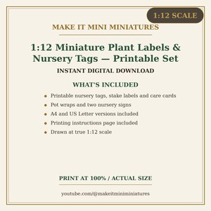 Miniature Plant Labels & Nursery Tags Printable 1:12 Scale — Dollhouse Garden Centre Digital Download image 5