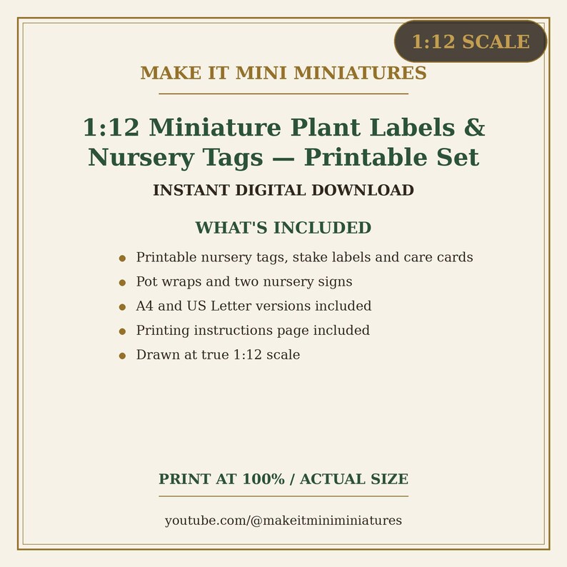 Miniature Plant Labels & Nursery Tags Printable 1:12 Scale — Dollhouse Garden Centre Digital Download image 5