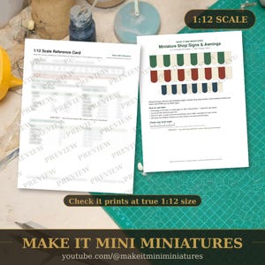 Miniature Shop Signs & Awnings Printable 1:12 Scale — Dollhouse Accessories Digital Download image 3