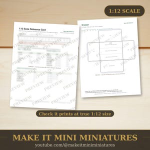 Plantilla de cómoda para casa de muñecas a escala 1:12 — Patrón imprimible para recortar muebles en miniatura imagen 3