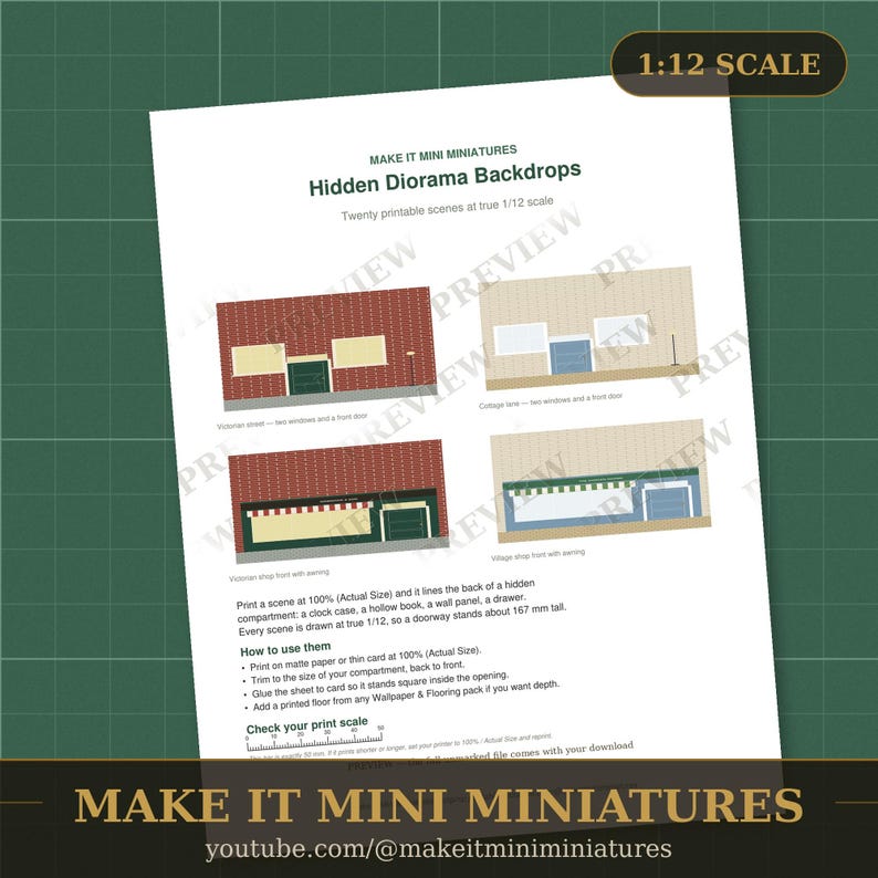1:12 Scale Diorama Backdrops – 20 Printable Victorian Street, Shop, Room Scenes (Digital Download) image 2