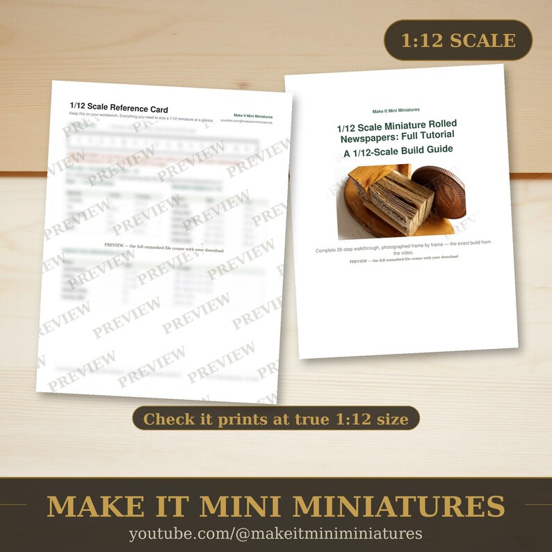 Miniature Rolled Newspapers — 1:12 Scale Miniature Build Guide, Printable Step-by-Step Tutorial image 3