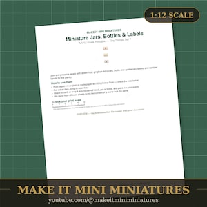 Barattoli, bottiglie ed etichette in miniatura stampabili in scala 1:12 — Accessori per casa delle bambole - Download digitale immagine 2