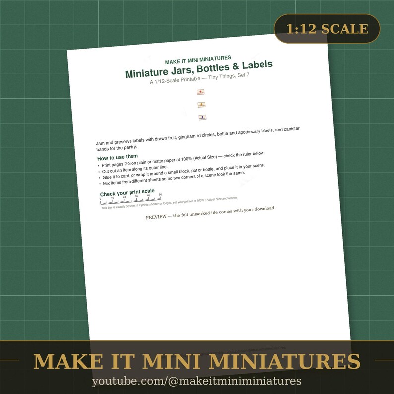 Barattoli, bottiglie ed etichette in miniatura stampabili in scala 1:12 — Accessori per casa delle bambole - Download digitale immagine 2