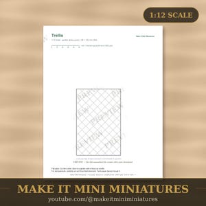 Dollhouse Garden Trellis Template 1:12 Scale — Printable Miniature Furniture Cut-Out Pattern image 1