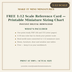 Free 1:12 Scale Reference Card Printable — Dollhouse Miniature Ruler & Conversion Chart image 5