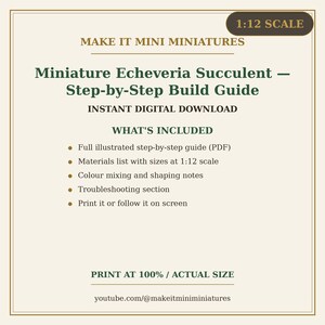 Miniature Echeveria Succulent — 1:12 Scale Miniature Build Guide, Printable Step-by-Step Tutorial image 5
