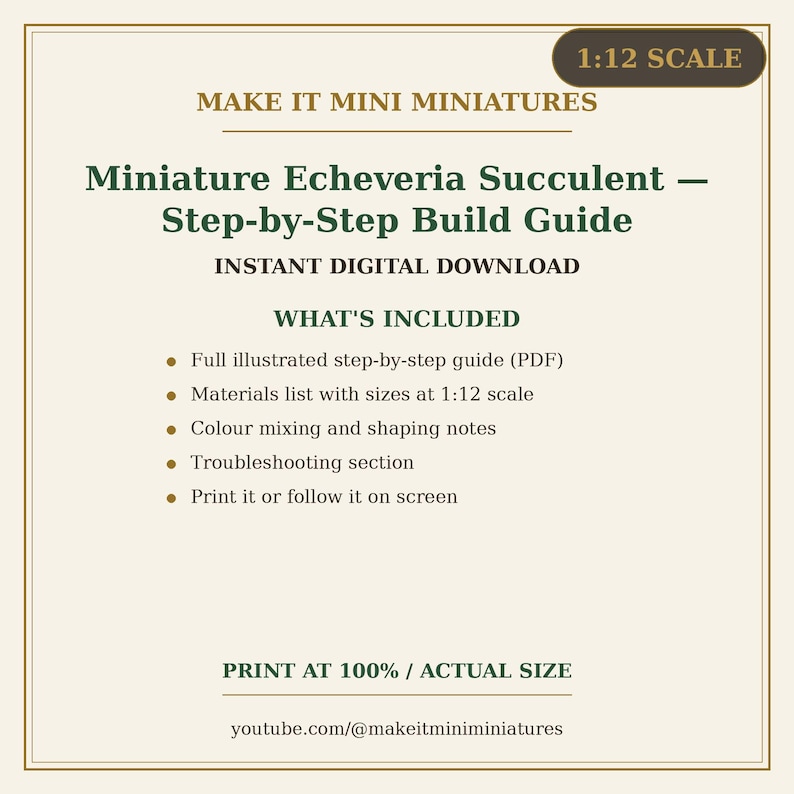 Miniature Echeveria Succulent — 1:12 Scale Miniature Build Guide, Printable Step-by-Step Tutorial image 5