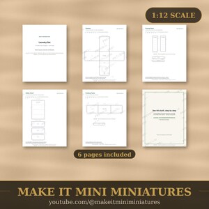 1:12 Scale Dollhouse Laundry Set – Printable Washer, Drying Rack, Shelf, Table (Digital Download) image 5