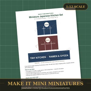 1:12 Scale Miniature Japanese Kitchen Printables – Noren, Menu, Wraps (Digital Download) image 2