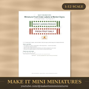 1:12 Scale Fruit Crate Labels & Market Signs – Dollhouse Stall Printable (Digital Download) image 1