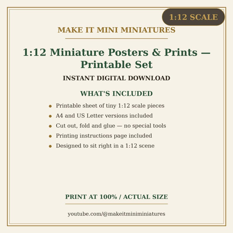 Miniaturposter & -drucke im Maßstab 1:12 zum Ausdrucken – Puppenhauszubehör (Digitaler Download) Bild 5