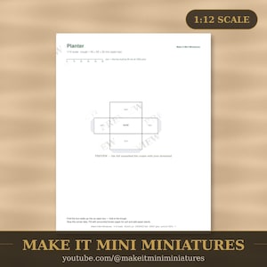 Dollhouse Planter Template 1:12 Scale — Printable Miniature Furniture Cut-Out Pattern image 1