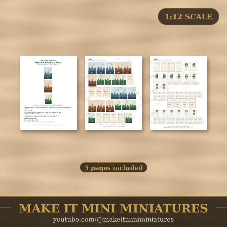 Miniaturposter & -drucke im Maßstab 1:12 zum Ausdrucken – Puppenhauszubehör (Digitaler Download) Bild 4
