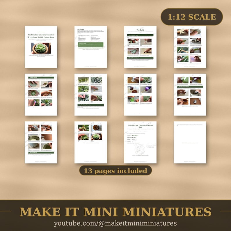 Miniature Echeveria Succulent — 1:12 Scale Miniature Build Guide, Printable Step-by-Step Tutorial image 4