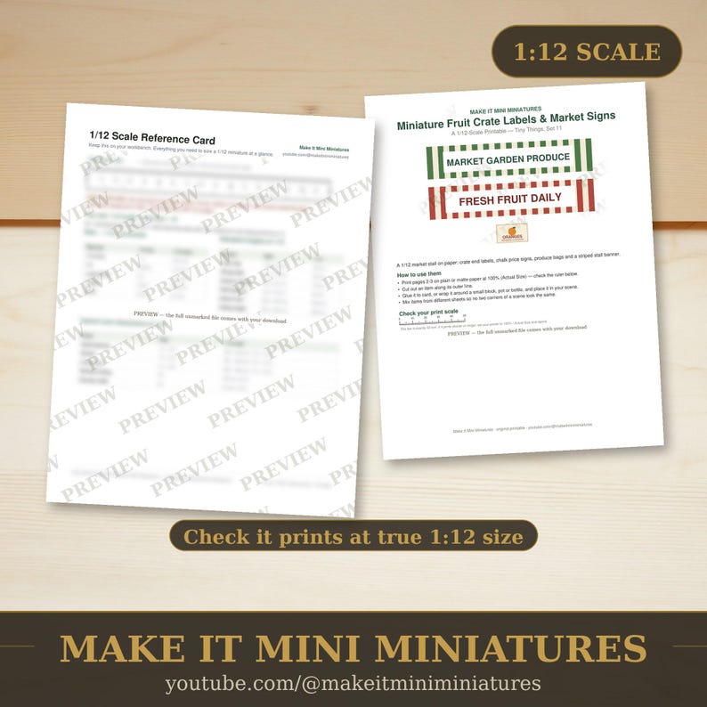 1:12 Scale Fruit Crate Labels & Market Signs – Dollhouse Stall Printable (Digital Download) image 3