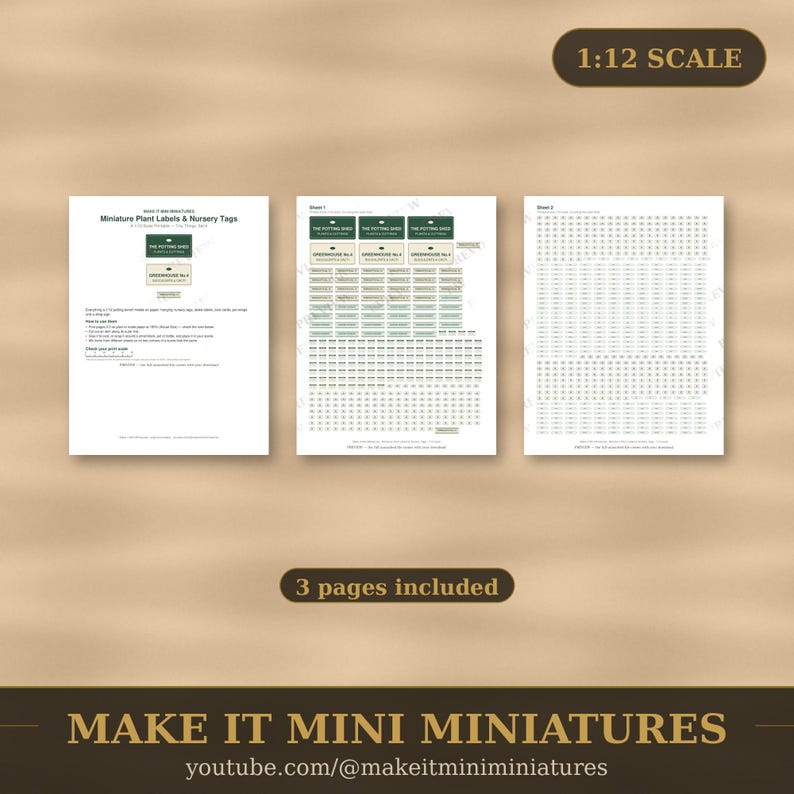 Miniature Plant Labels & Nursery Tags Printable 1:12 Scale — Dollhouse Garden Centre Digital Download image 4